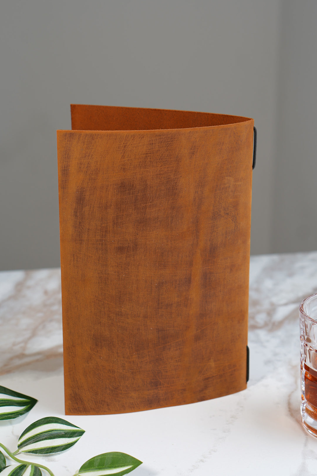 Distressed Leather Restaurant Menu Cover, Personalised Menu Holder, Custom Logo, Embossed Folder, Cafe Bar