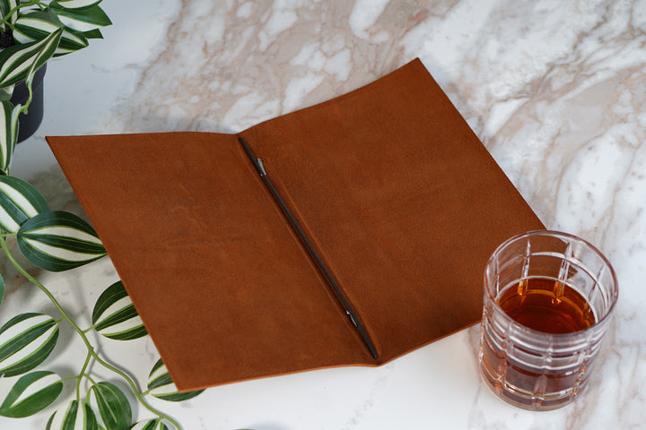 Distressed Leather Restaurant Menu Cover, Personalised Menu Holder, Custom Logo, Embossed Folder, Cafe Bar