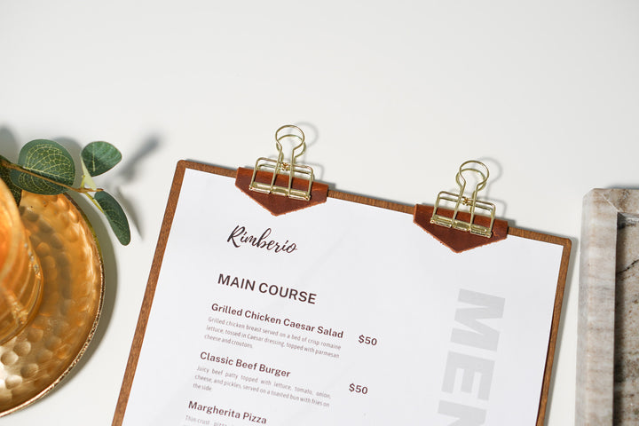 Custom Logo Wooden Menu Board with Leather Clip