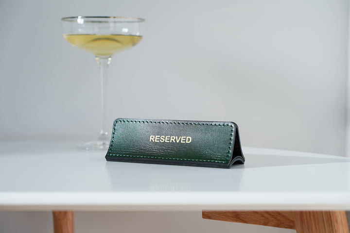 Leather Reserved Table Sign: Restaurant Wedding Decor
