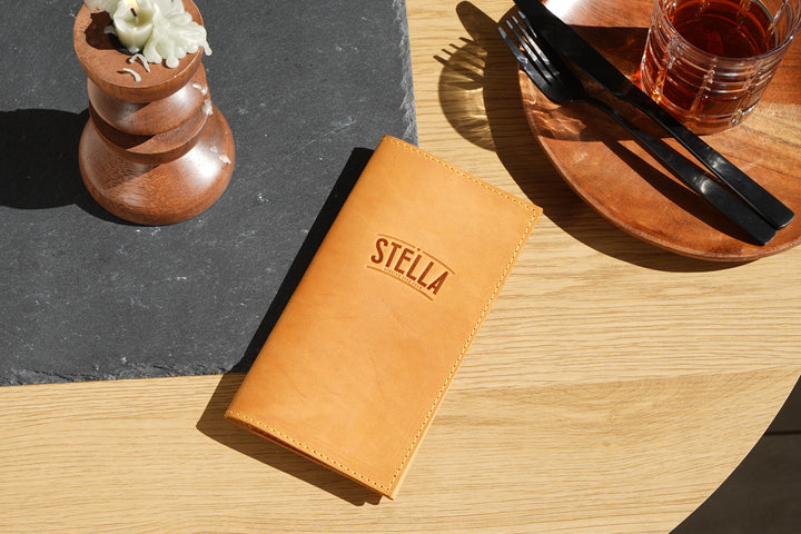 Vintage Leather Check Presenter: Custom Logo Bill Holder for Restaurant & Cafes