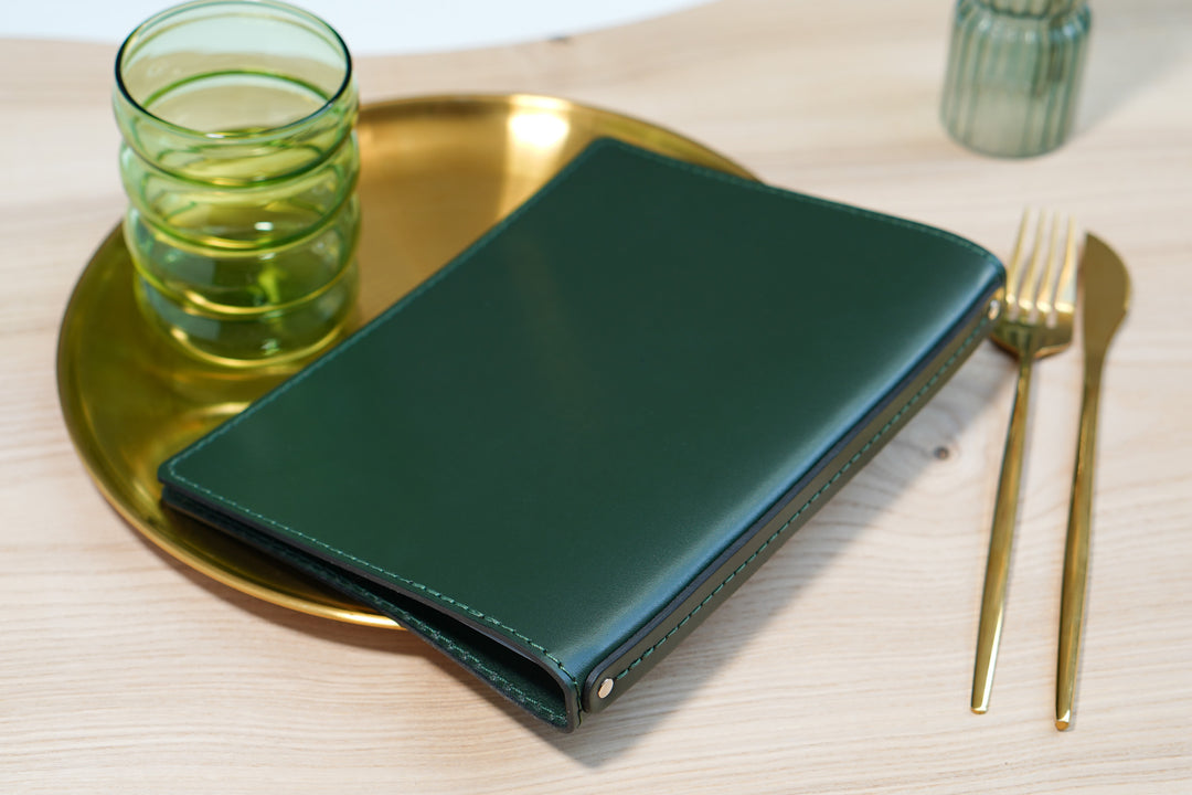 Embossed Logo Leather Menu Holder: Restaurant Menu Folder