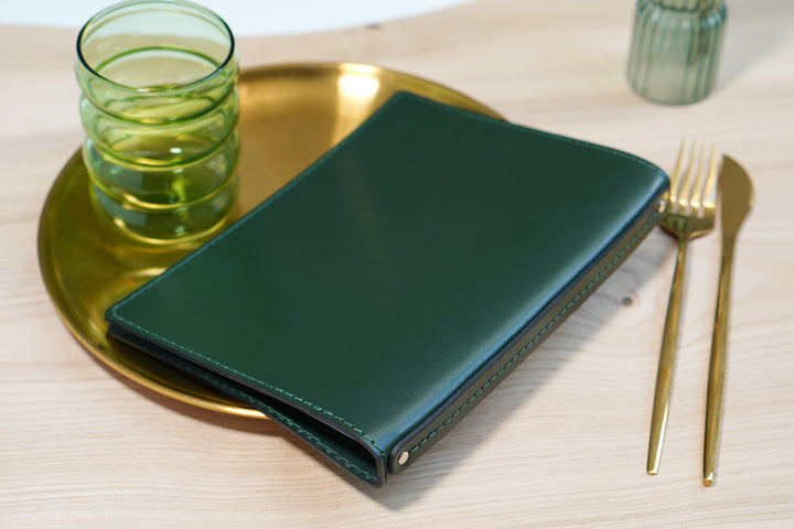 Embossed Logo Leather Menu Holder: Restaurant Menu Folder