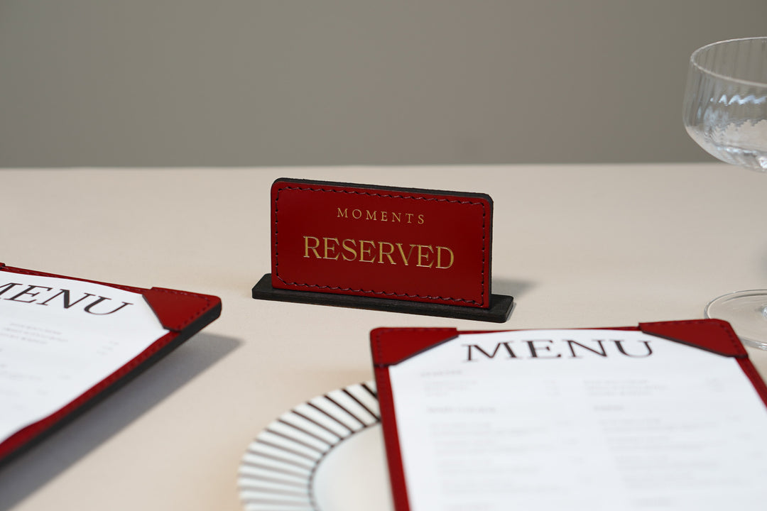 Leather Reserved Table Sign: Wedding & Restaurant Decor