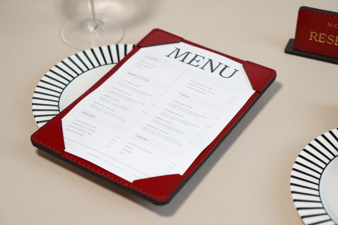 Embossed Logo Leather Menu Holder: Restaurant Menu Folder, A4 A5