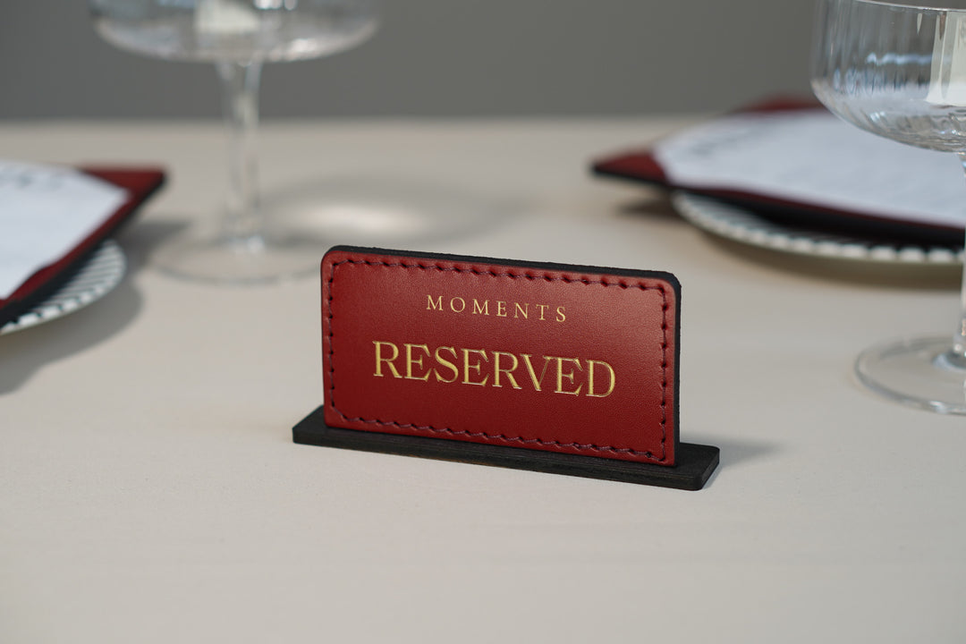 Leather Reserved Table Sign: Wedding & Restaurant Decor