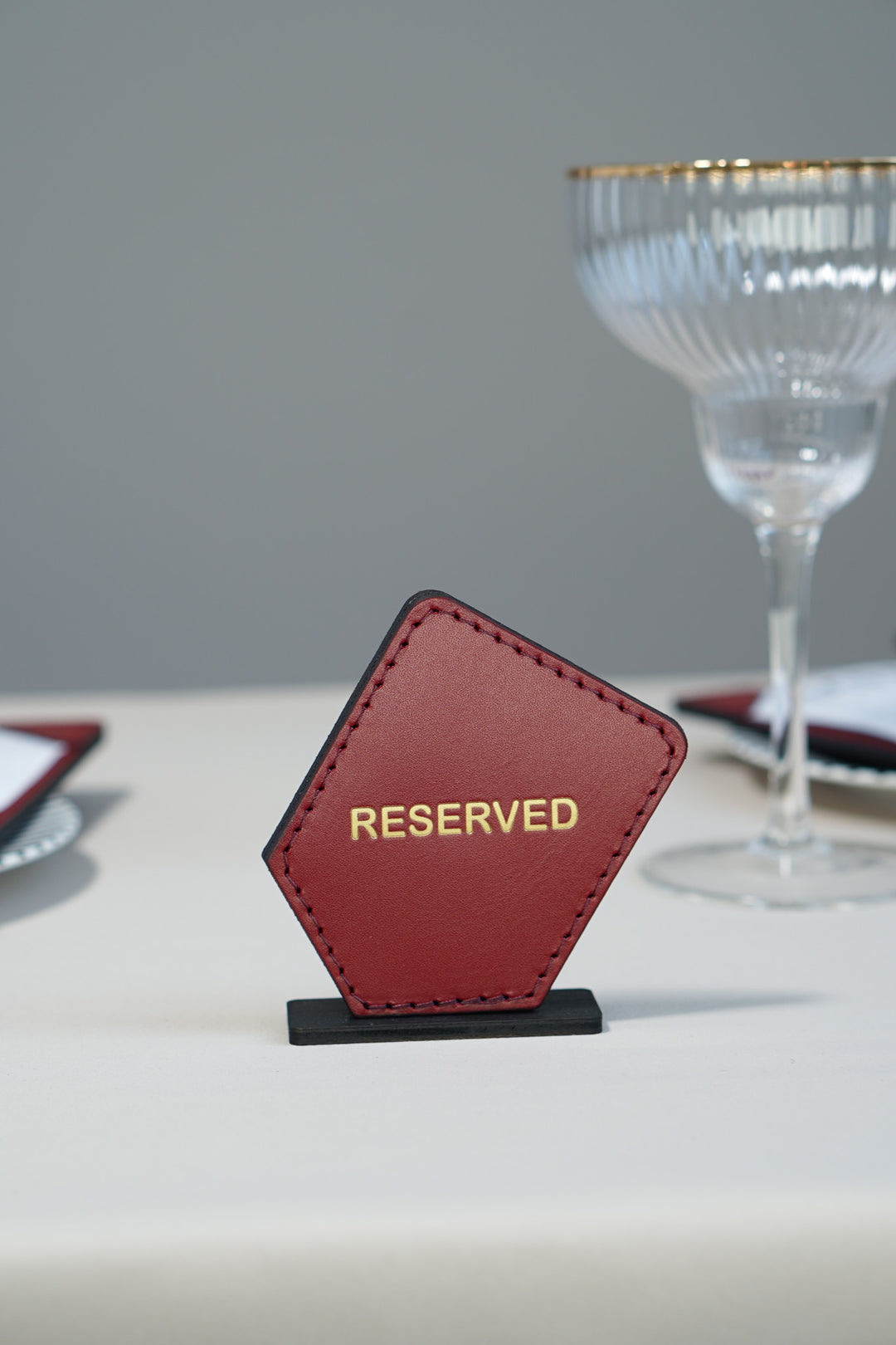 Leather Reserved Table Sign: Restaurant Cafe Decor, Wedding