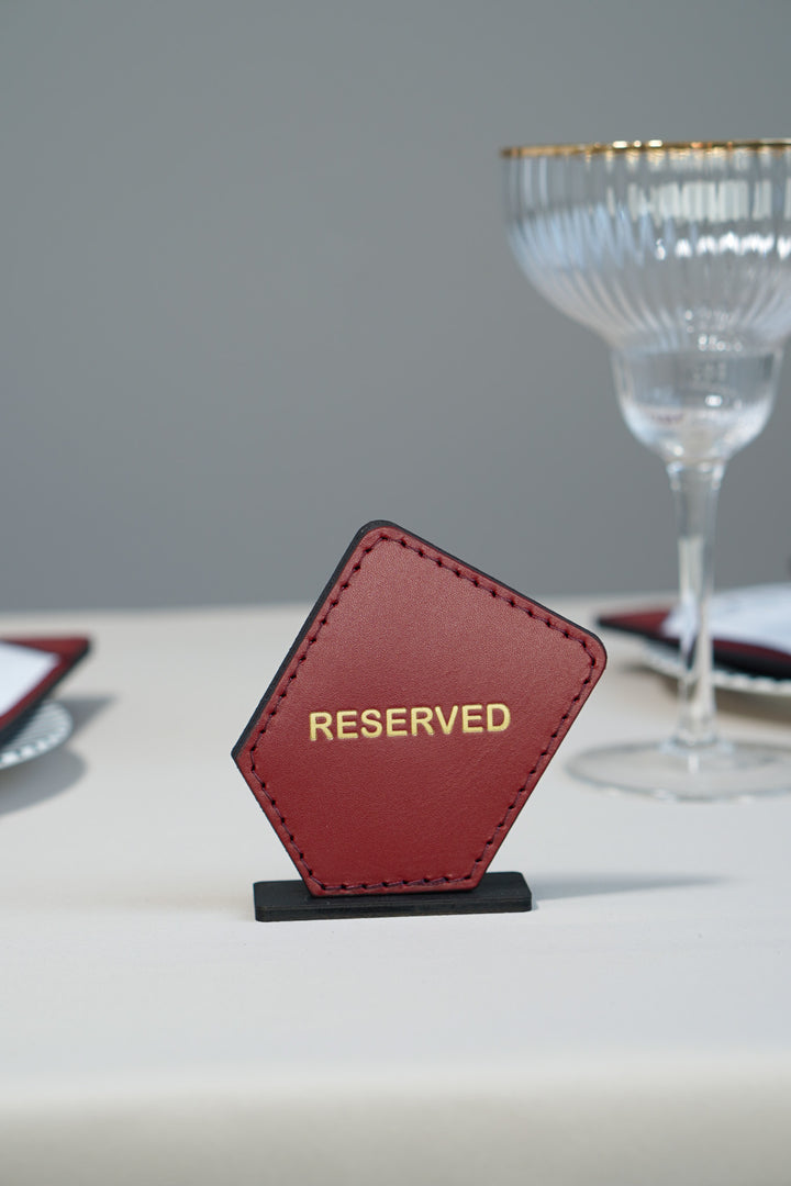 Leather Reserved Table Sign: Restaurant Cafe Decor, Wedding