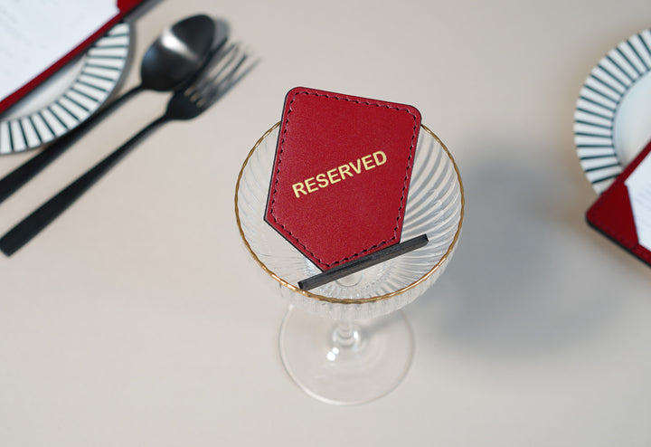 Leather Reserved Table Sign: Restaurant Cafe Decor, Wedding