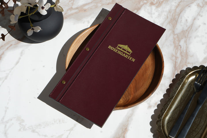 Wood and Leather Wine Menu, Custom Leather Menu Cover
