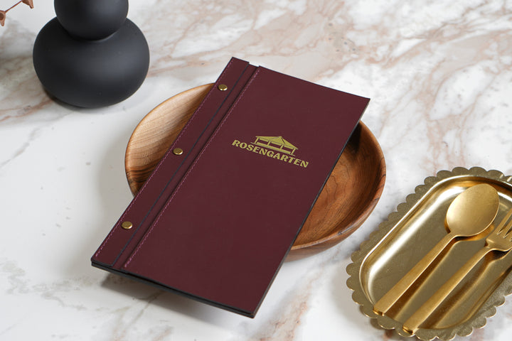 Wood and Leather Wine Menu, Custom Leather Menu Cover