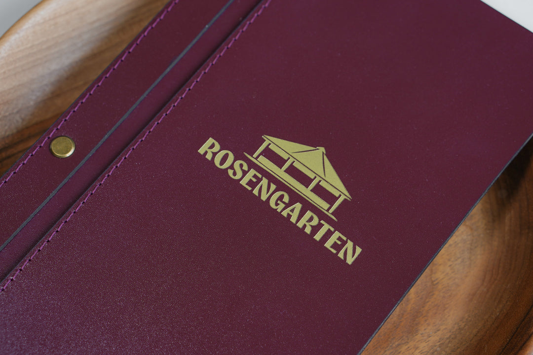 Wood and Leather Wine Menu, Custom Leather Menu Cover