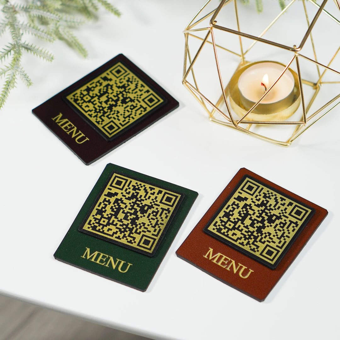 Leather QR Code Menu Sign