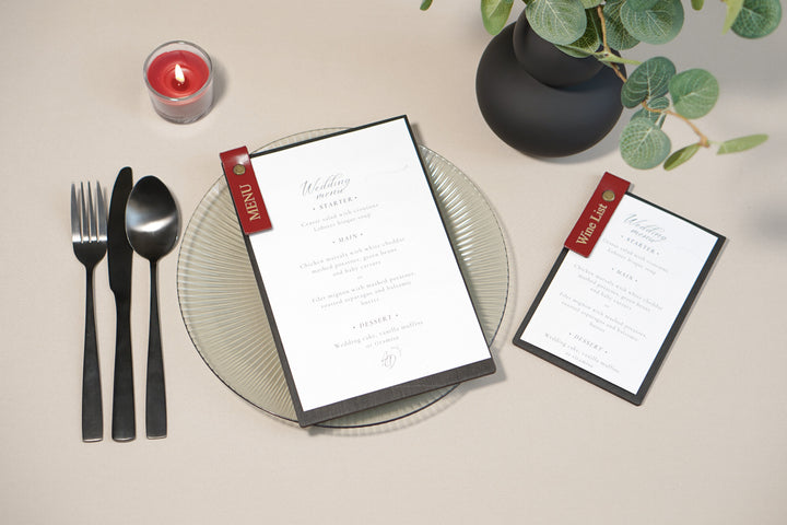 Custom Wooden Menu Board with Leather Clip: Restaurant Menu Folder