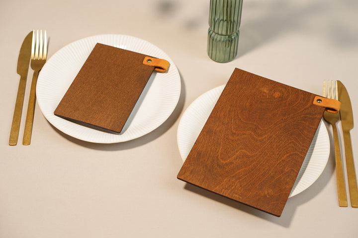 Custom Wooden Menu Board with Leather Clip: Restaurant Cafe Menu Cover