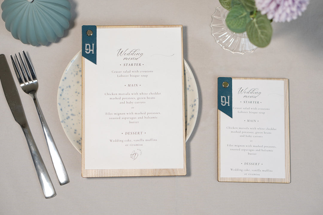 Custom Wooden Menu Board with Leather Clip