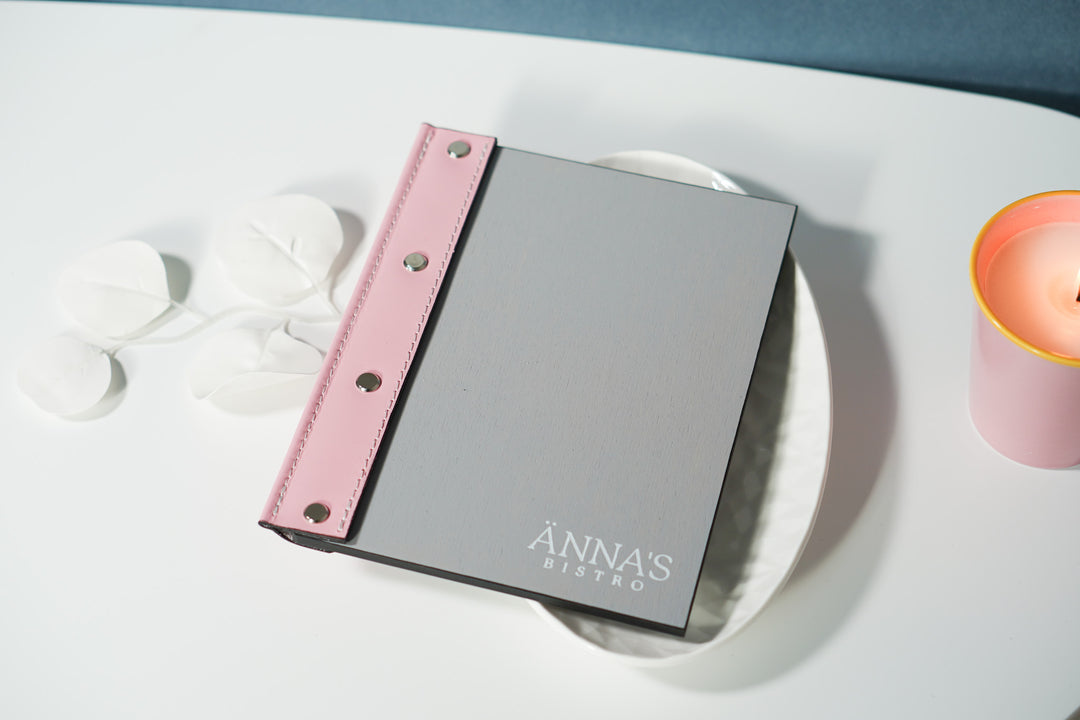 Custom Leather Menu Cover: Wooden Restaurant Menu Holder