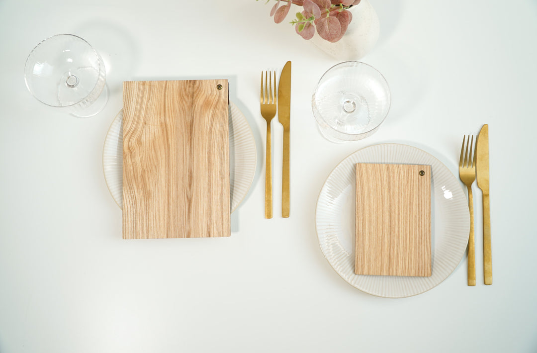 Customizable Wooden Menu Board: Ashwood with Leather Accent