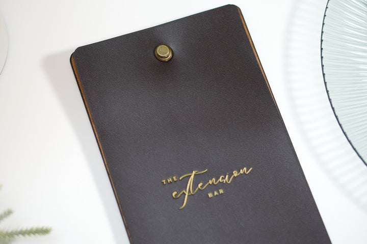 Custom Leather Menu Cover: Wooden Restaurant Menu Folder