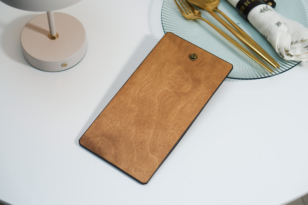 Custom Leather Menu Cover: Wooden Restaurant Menu Folder