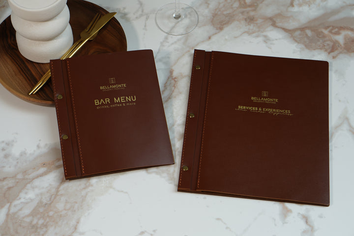 Custom Leather Menu Board: Engraved Wood Restaurant Menu