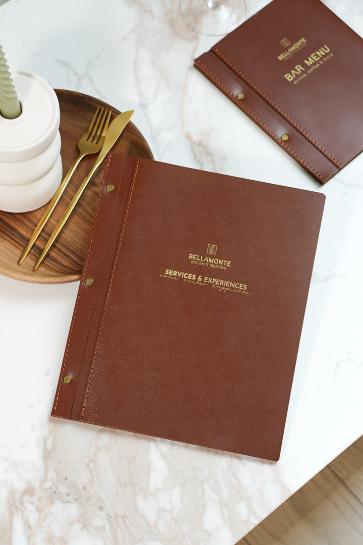 Custom Leather Menu Board: Engraved Wood Restaurant Menu