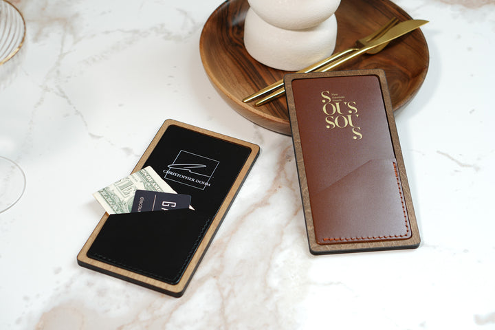 Personalized Wood Guest Check Book: Restaurant Bill Holder, Custom Server Booklet