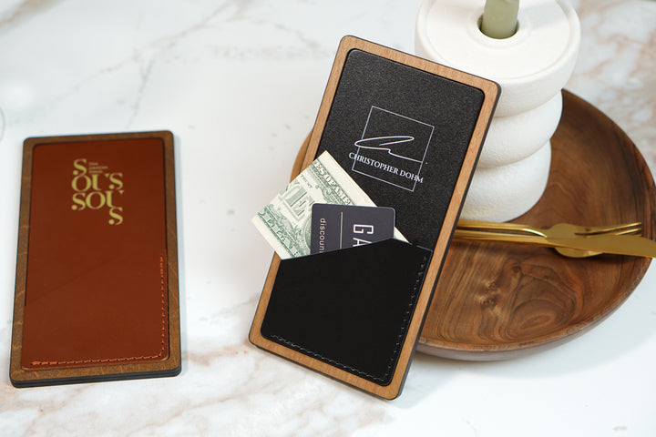 Personalized Wood Guest Check Book: Restaurant Bill Holder, Custom Server Booklet