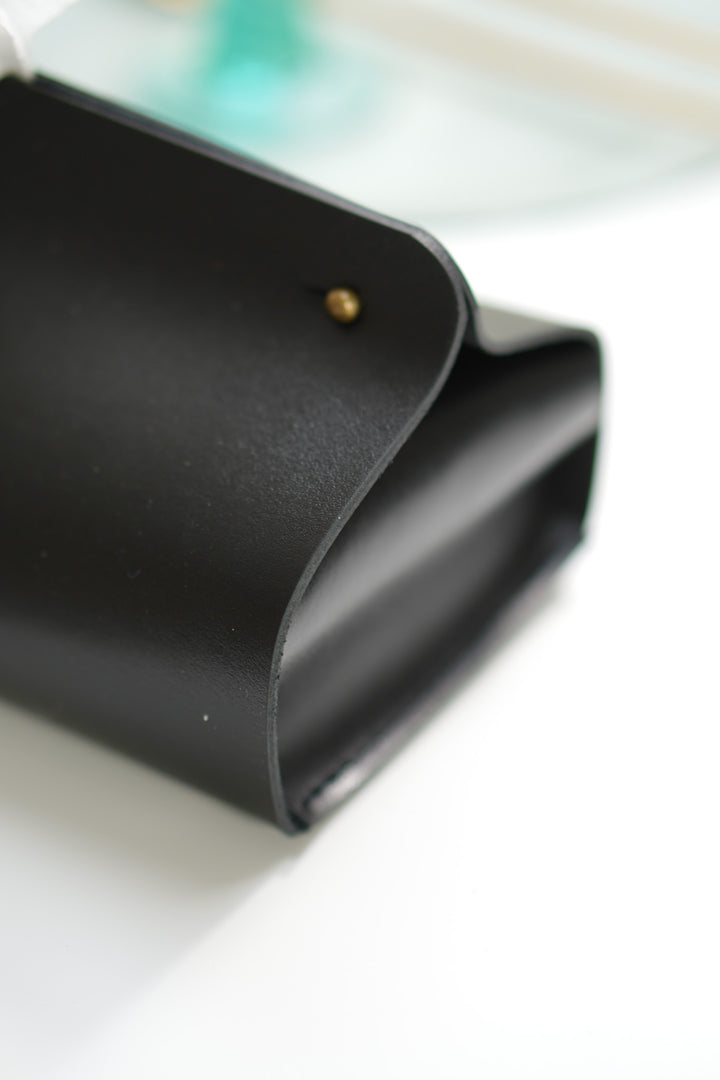 Luxury Black Leather Tissue Box Cover with Logo