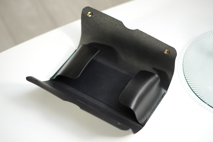 Luxury Black Leather Tissue Box Cover with Logo