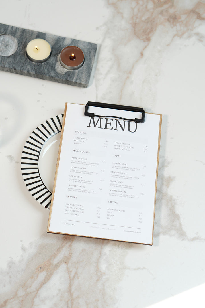 Personalized Wood Menu Clipboard: Restaurant Wedding Menu Holder