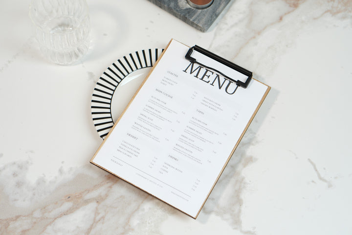 Personalized Wood Menu Clipboard: Restaurant Wedding Menu Holder