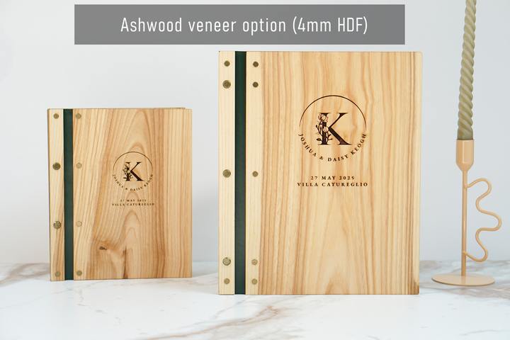 Engraved Wood & Leather Menu Holder: Customizable Restaurant Menu
