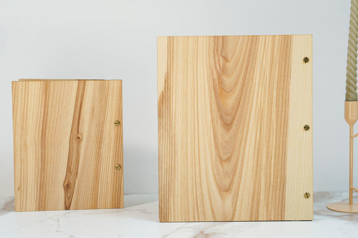 Engraved Wood & Leather Menu Holder: Customizable Restaurant Menu