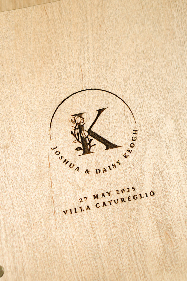 Engraved Wood & Leather Menu Holder: Customizable Restaurant Menu