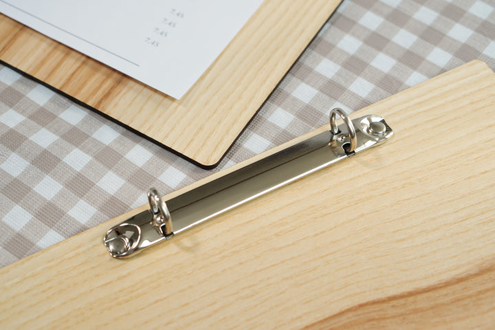 Personalized Wood Menu Cover: Engraved Logo Ring Binder