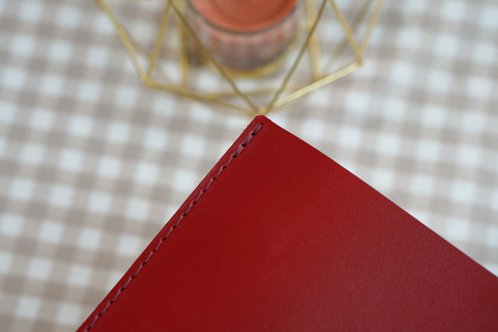 Custom Leather & Wood Restaurant Menu with Engraved Logo