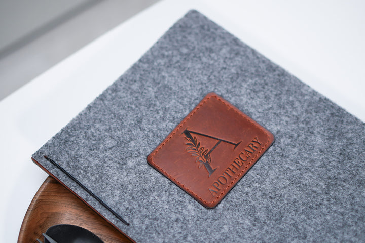 Felt Menu Holder: Leather & Wood Restaurant Menu Cover