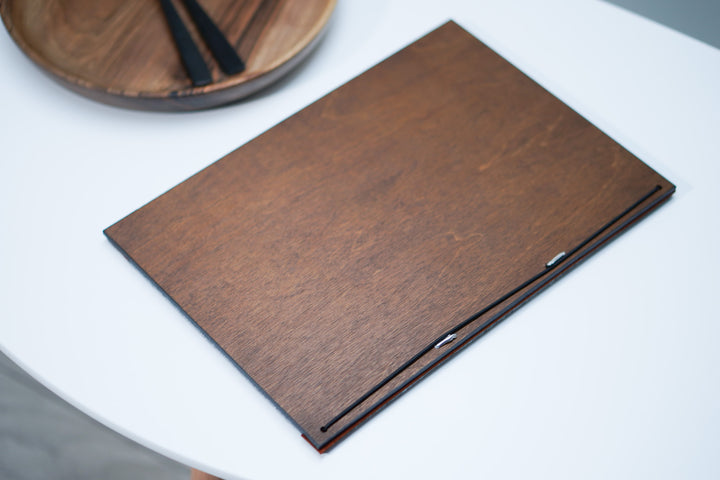 Felt Menu Holder: Leather & Wood Restaurant Menu Cover