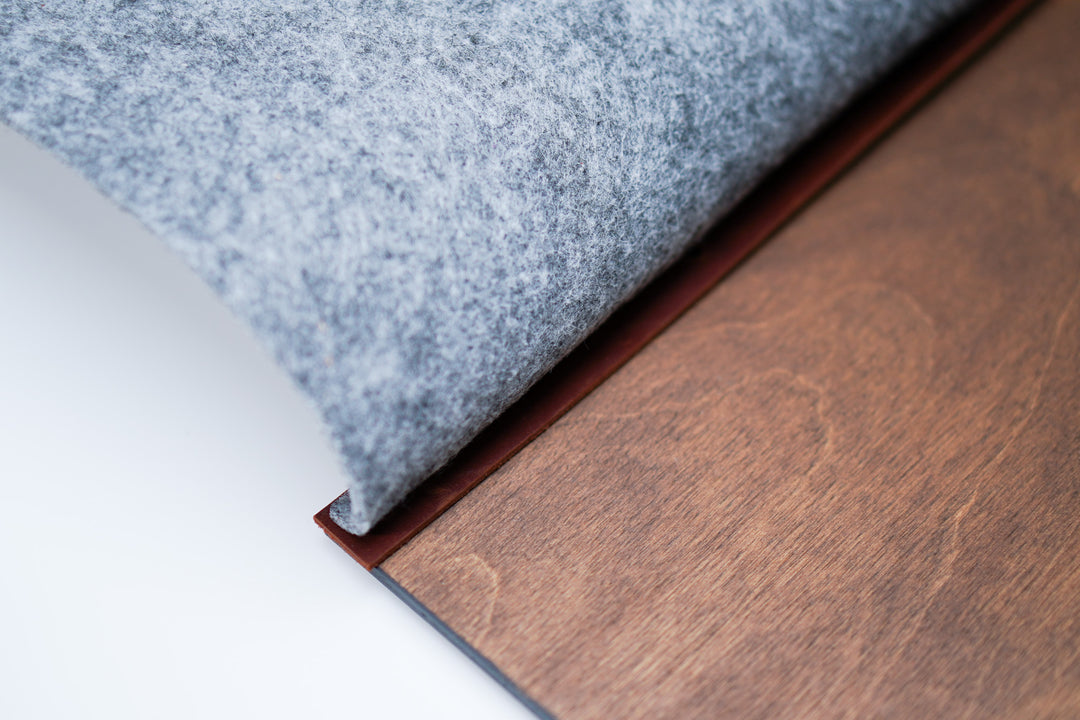 Felt Menu Holder: Leather & Wood Restaurant Menu Cover