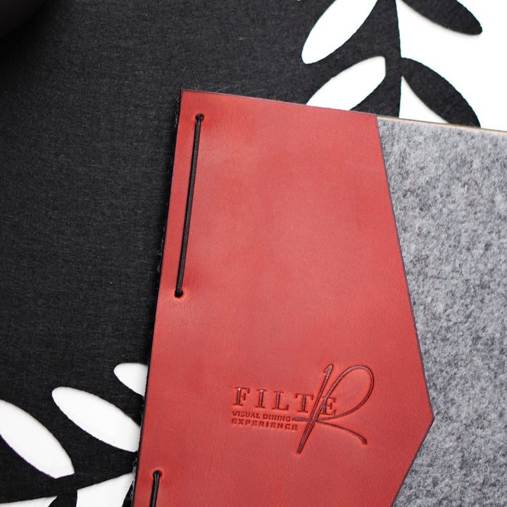 Felt Restaurant Menu Holder: Leather & Wood Cafe Menu Board