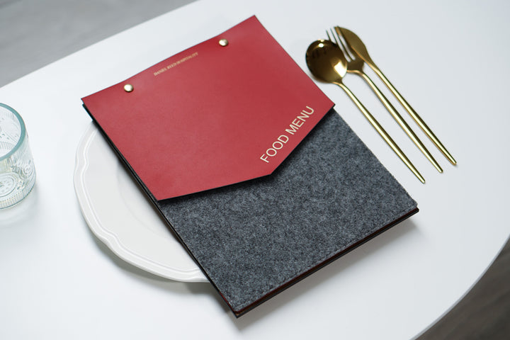 Felt Menu Holder: Leather & Wood Restaurant Menu Board