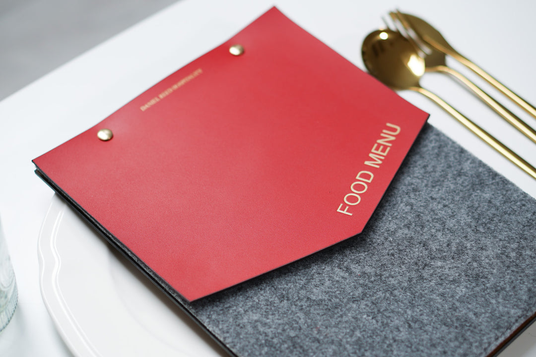 Felt Menu Holder: Leather & Wood Restaurant Menu Board