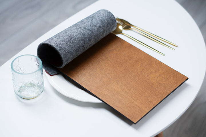 Felt Menu Holder: Leather & Wood Restaurant Menu Board