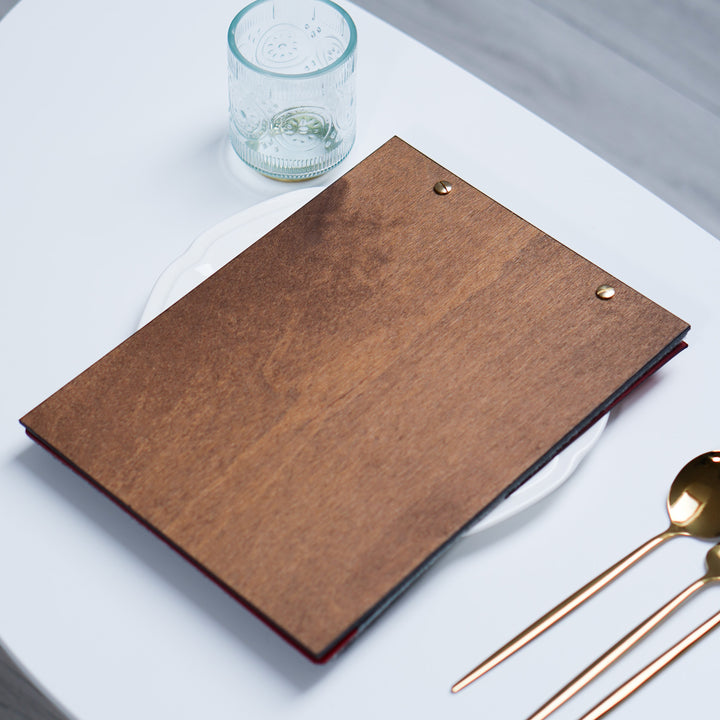 Felt Menu Holder: Leather & Wood Restaurant Menu Board