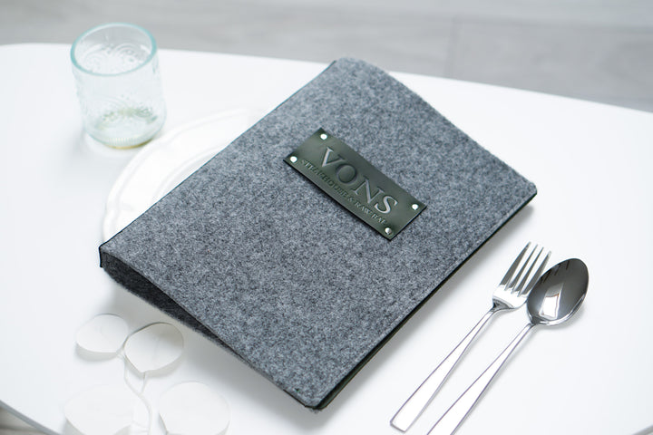 Leather Menu Cover with Ring Binder: Custom Embossed Restaurant Menu