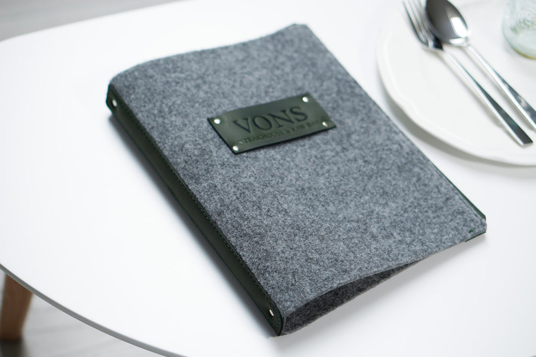 Leather Menu Cover with Ring Binder: Custom Embossed Restaurant Menu