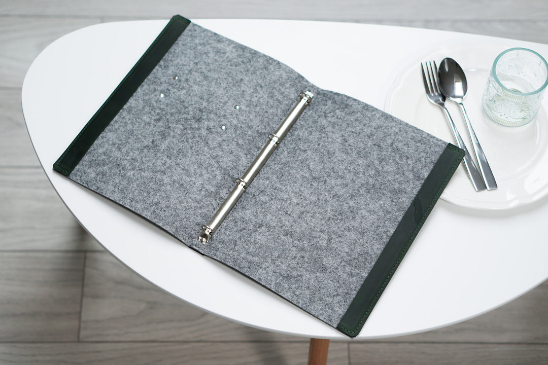 Leather Menu Cover with Ring Binder: Custom Embossed Restaurant Menu