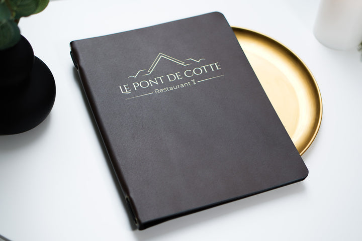 Embossed Leather Menu Holder: Letter Size Restaurant Menu Cover