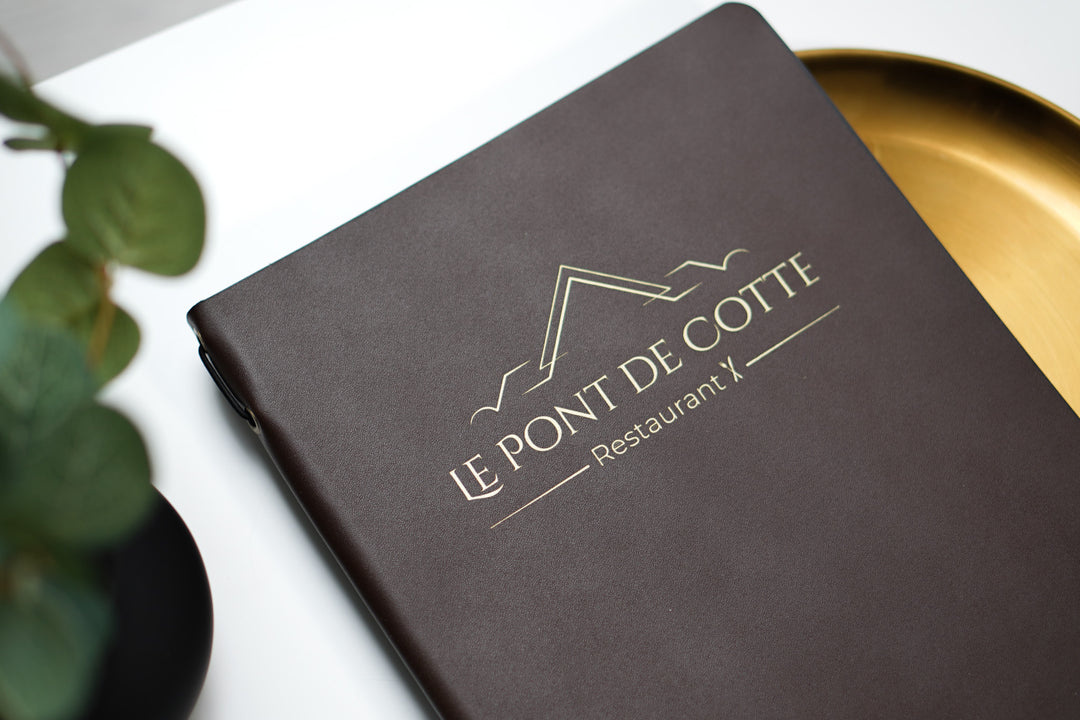 Embossed Leather Menu Holder: Letter Size Restaurant Menu Cover